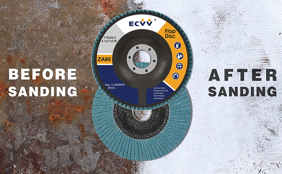ECVV 10 Pack Flap Disc 115mm (4.5”) Flapper Wheel Fine Processing