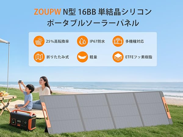 ZOUWP N型 16BB 110W ポータブルソーラーパネル 折りたたみ式 Amazon | ZOUPW N型 16BB 110W ソーラーパネル 折りたたみ式 単