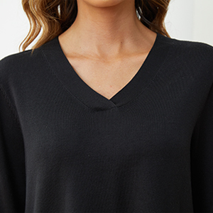 SPARKLE & SKY Black Sweaters for Women Lightweight: V Neck