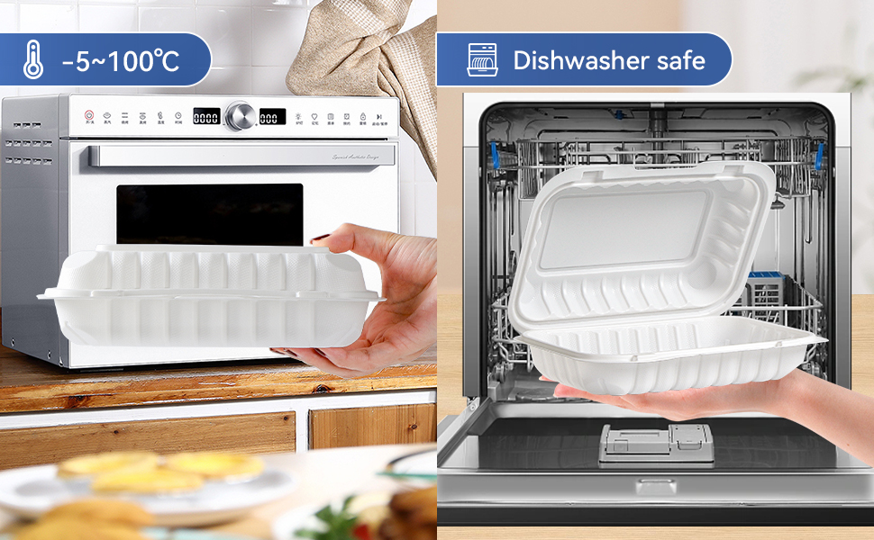 EKOSAVOR Take Out Food Containers, 27OZ Plastic Clamshell To Go Containers with Lids