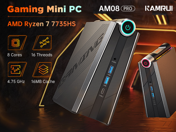 KAMRUI Ryzen Mini PC Gaming,32GB DDR5 Dual Channel 512GB SSD