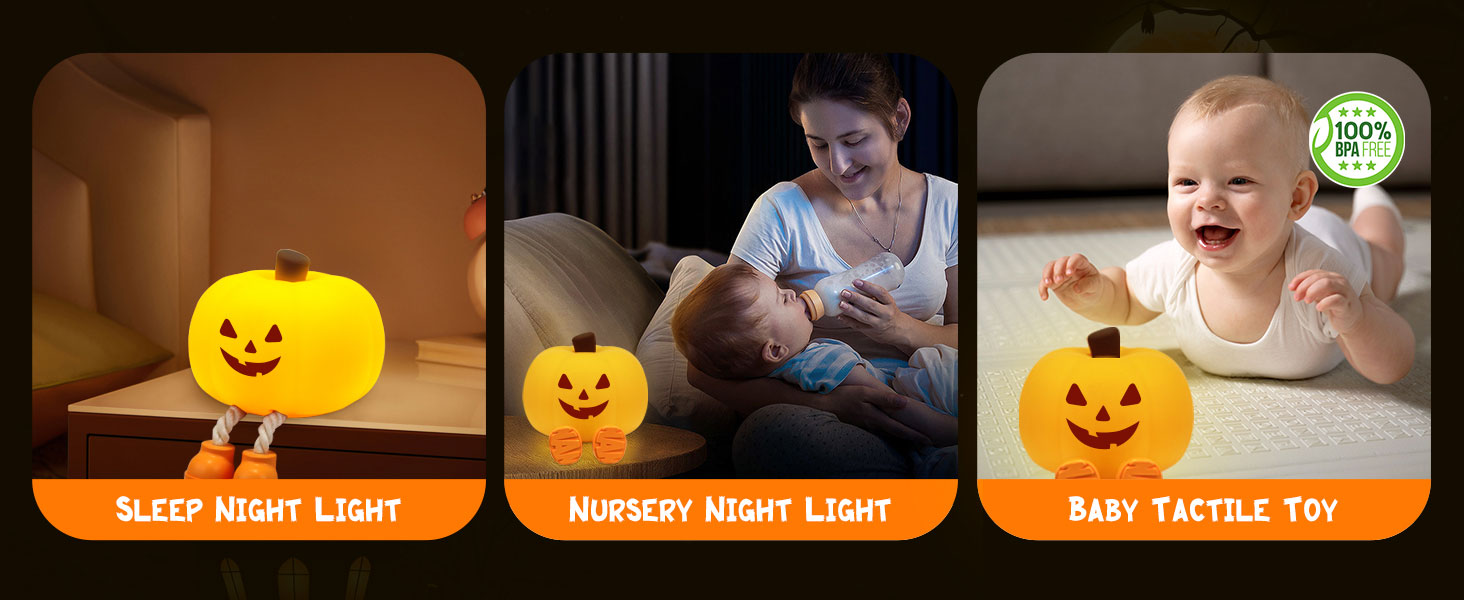 Cute Pumpkin Night Light for Kids Halloween Gifts
