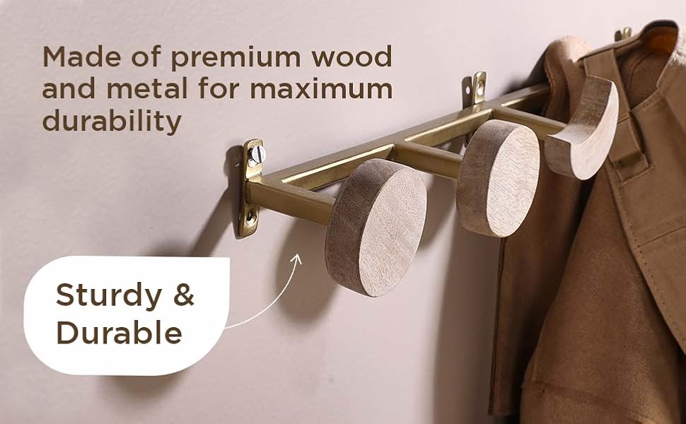 Folkuture Coat Rack Wall Mount or Wall Hooks for Hanging, 5