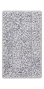 white letter and number beads