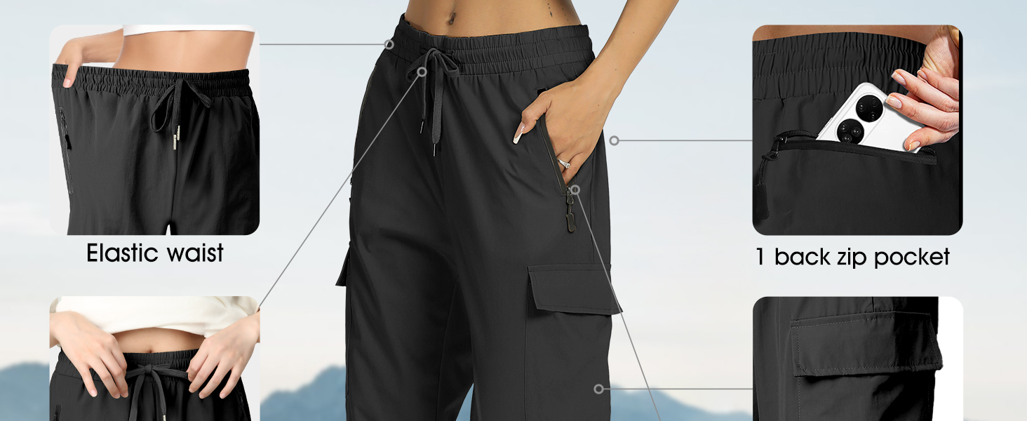Women's Hiking Pants Quick Dry Lightweight Cargo Joggers