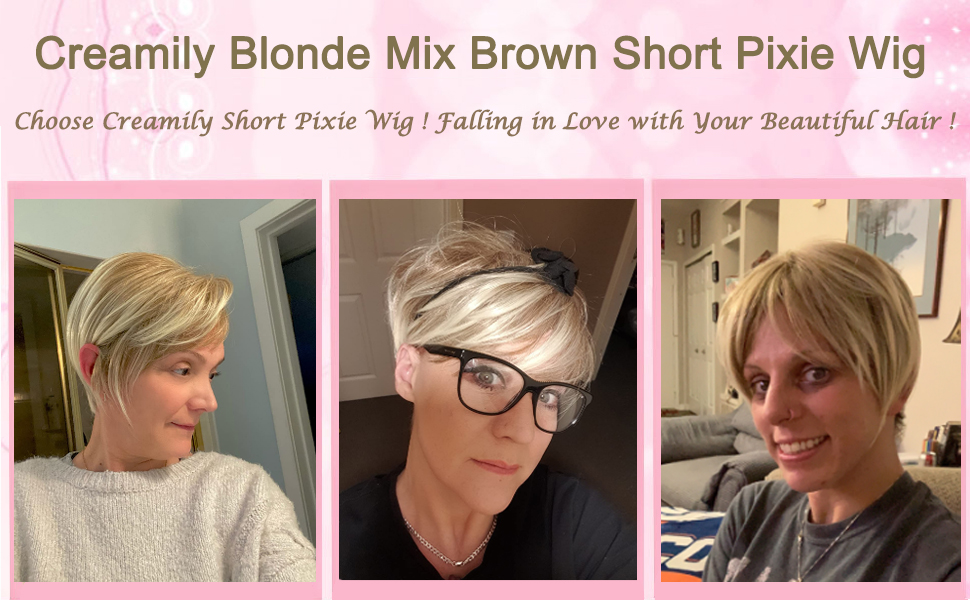short pixie blonde wig for women