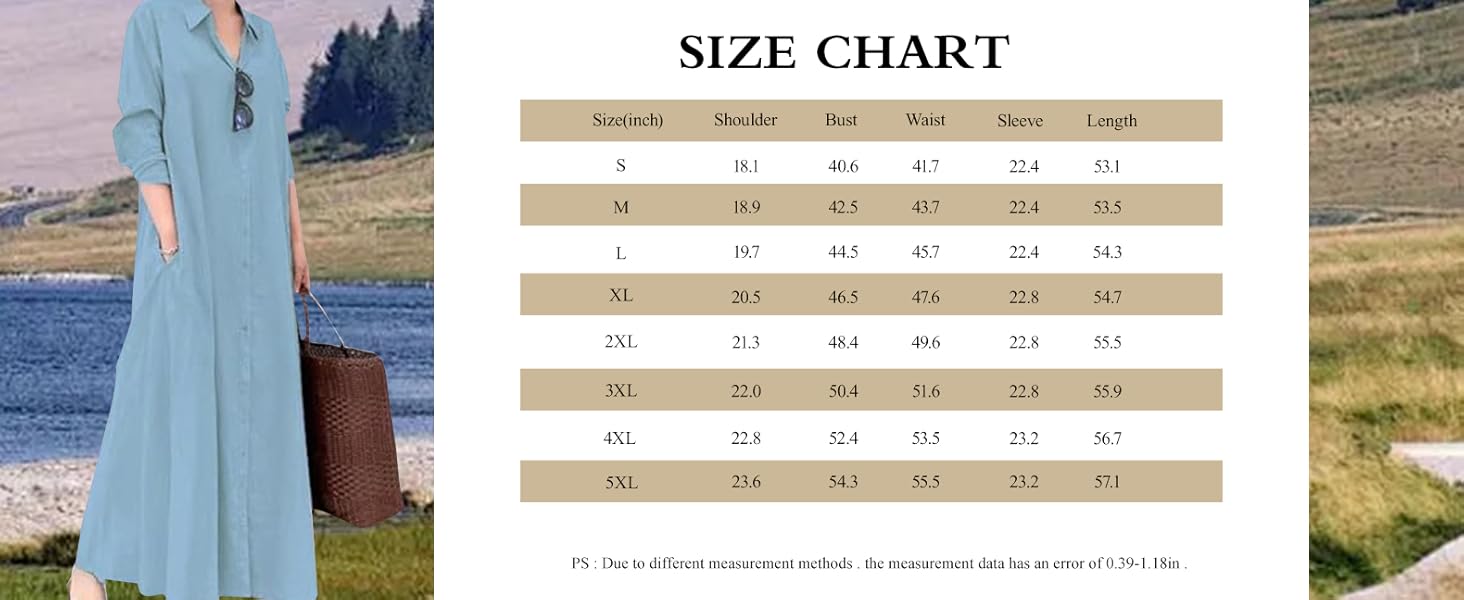 Women Trendy Rolled Up Sleeve Plus Size Shirt Dress Button Down Ankle Length