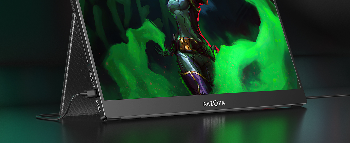 Arzopa 15.6'' 144Hz Portable Gaming Monitor, 1080P FHD