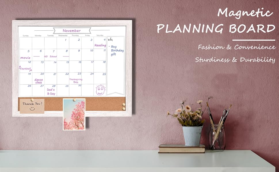 TORASO Whiteboard Calendar & Corkboard, 13" x 17