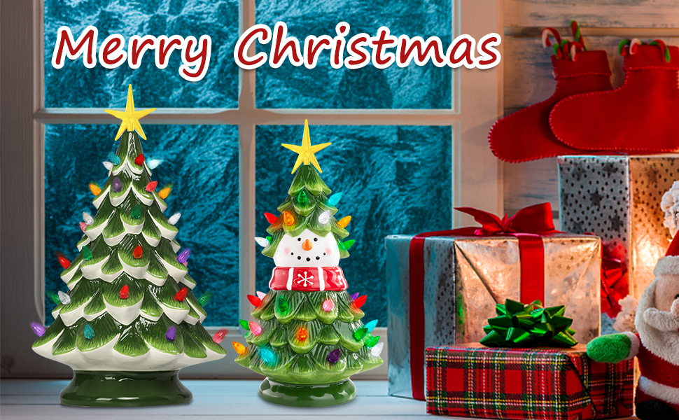 Ceramic Christmas Tree 14.5in HandPainted Ceramic