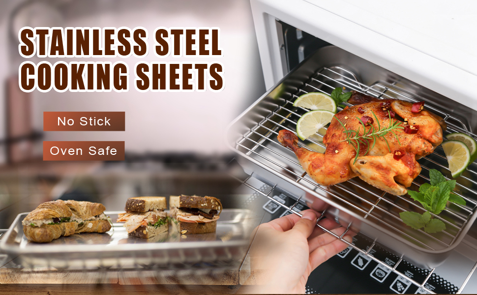 ONNESOL Deep Cake Pan for Baking, 16”&12” Cookie Sheet Set