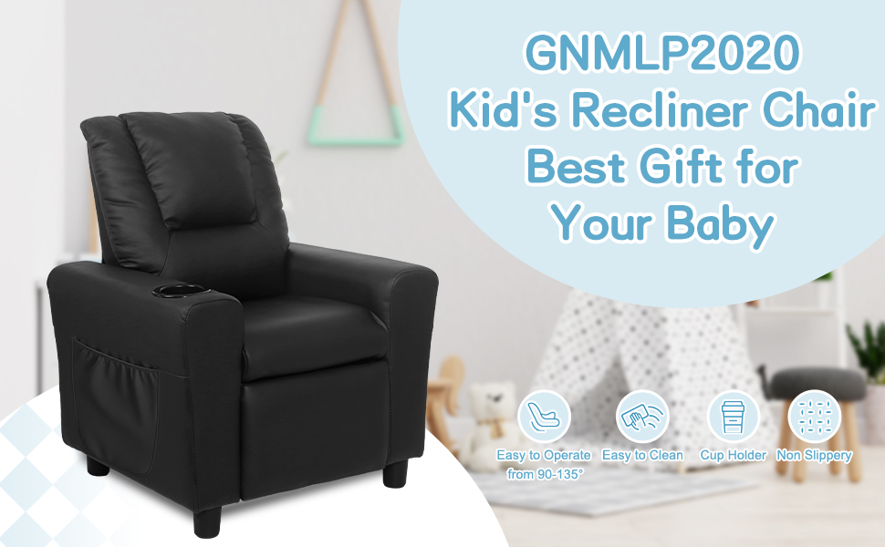 GNMLP2020 Kids Recliner Chair with Cup Holder and Side Pocket, Toddler Recliner