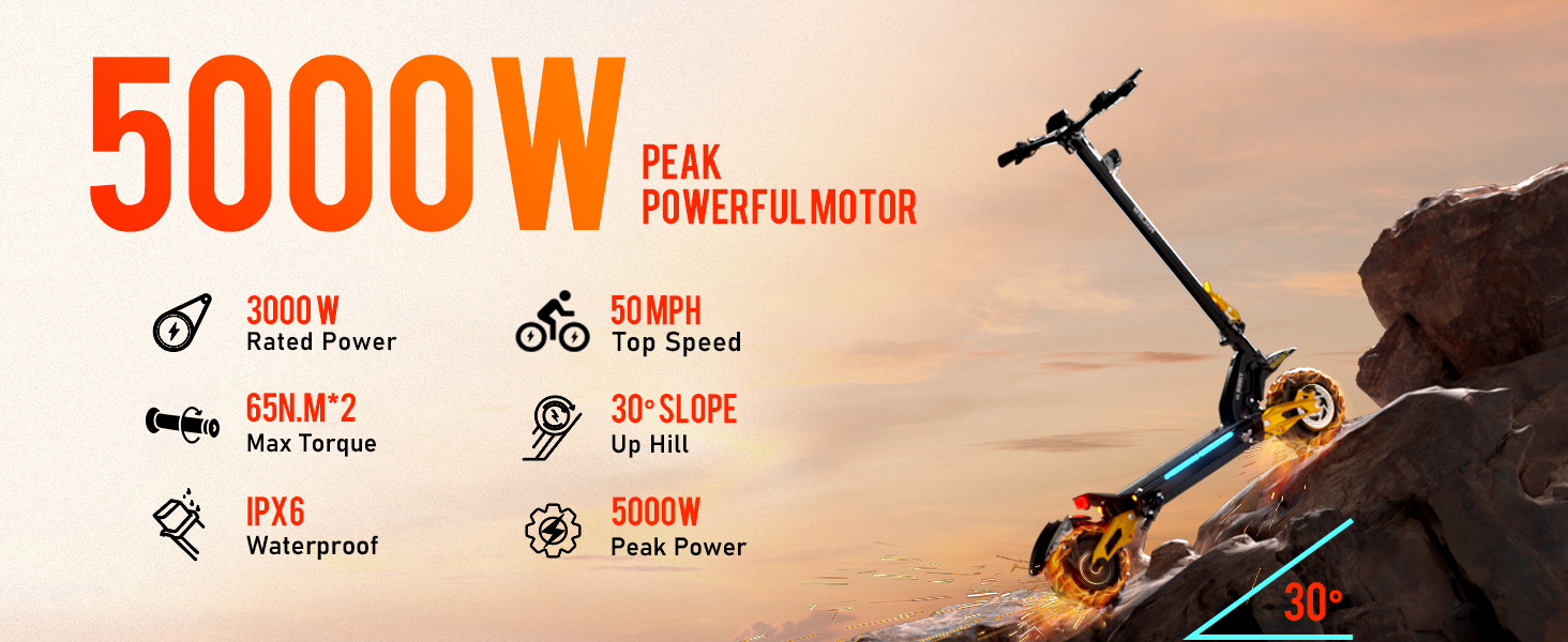 eAhora Tiger King 5000W Electric Scooter Adults 50Mph, 60V