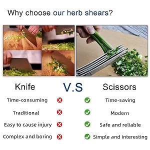 Comparison between herb scissors and knives