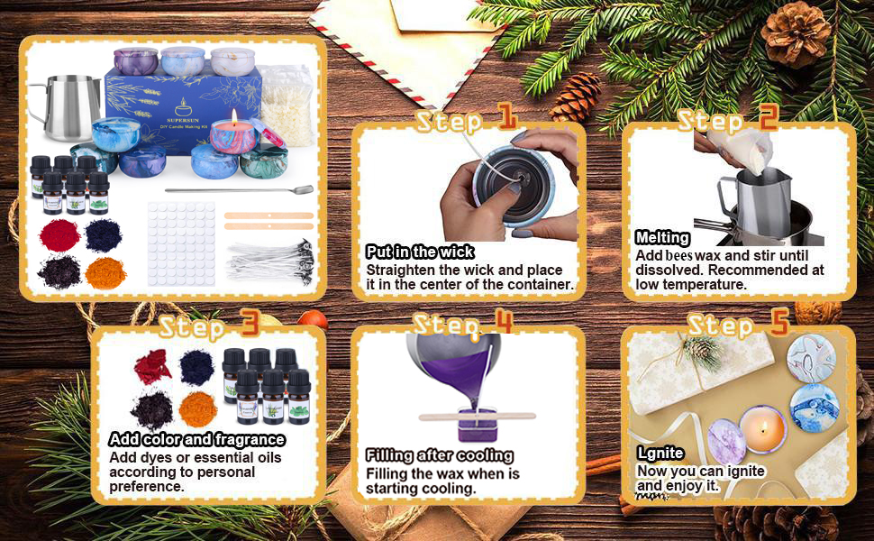 SUPERSUN Candles Making Kit for Adult Christmas DIY Gift