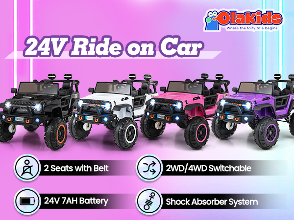 Amazon.com: OLAKIDS 24V Ride On Car, 2WD/4WD Switchable 2