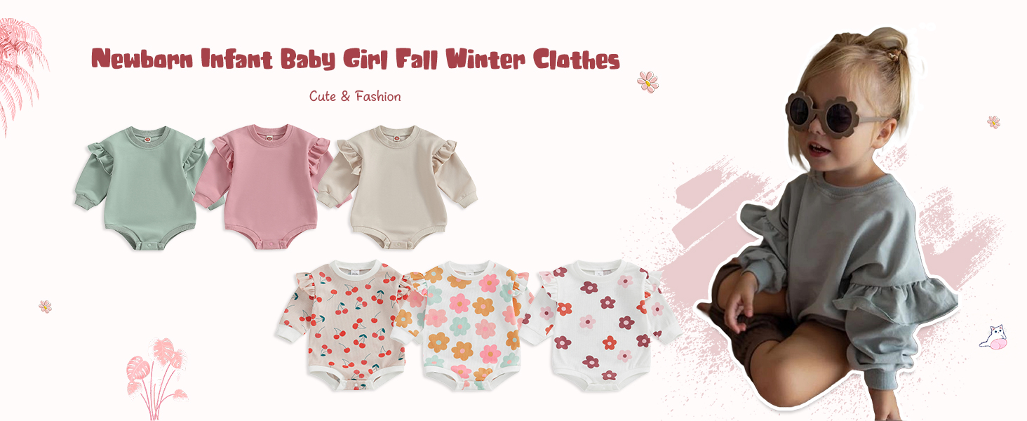 baby girl sweatshirt romper fall baby girl clothes 0-3 months 3-6 months 6-12 months 12-18 months