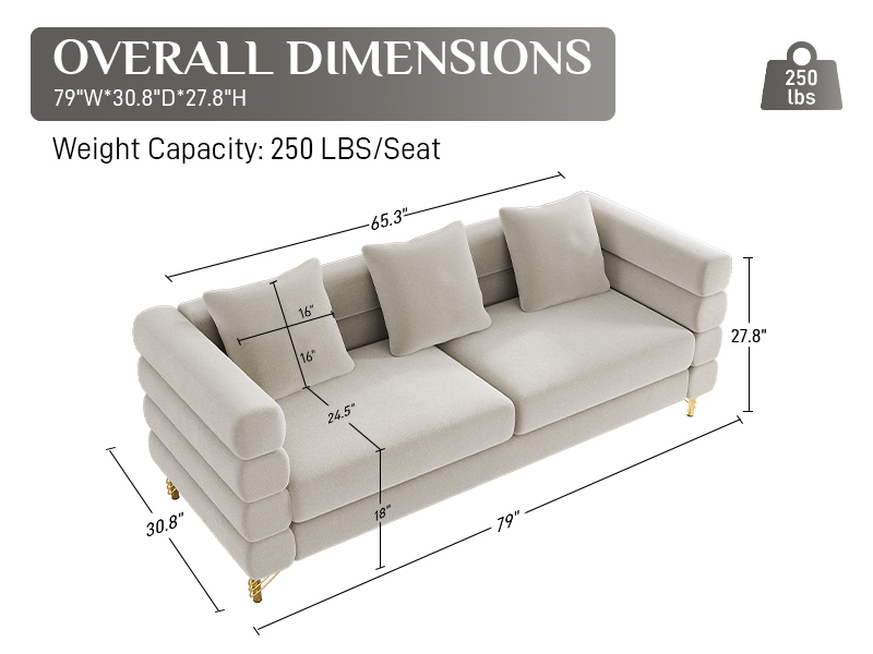 Wrofly Cloud Couch for Living Room, 79" Modern Overstuffed