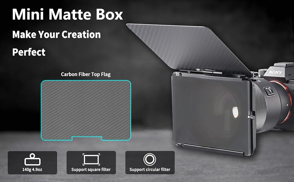 Foto4easy 4x4/4x5.65 Lightweight Mini Matte Box with 15mm Rod Support for DSLR