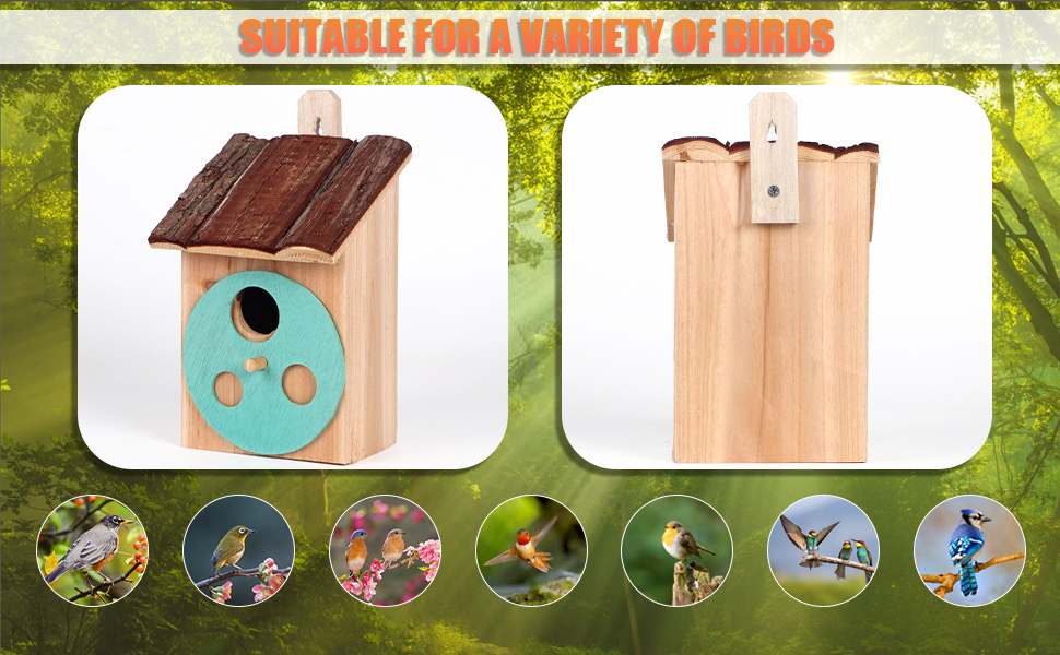 Bird Houses for Outside with Pole Natural Wooden Bird House