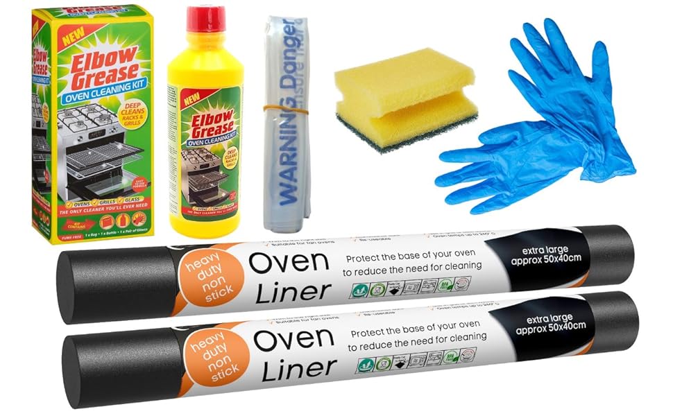 Oven Cleaner with 2 X Oven Liner Elbow Grease Oven Cleaning Kit PLUS