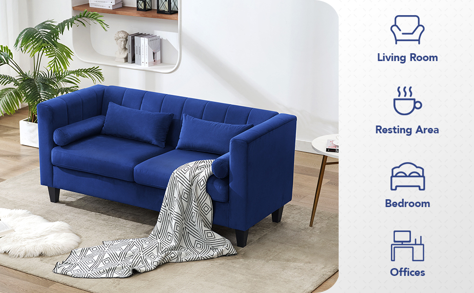 Weture 68.1 Inch Loveseat Sofa with 4 Pillows, Linen Comfy