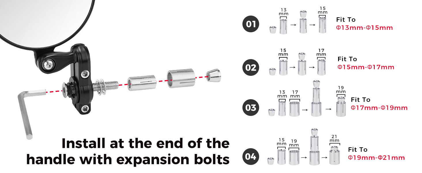 KEMIMOTO Universal Motorcycle Mirror, 360° Rotatable Motorcycle