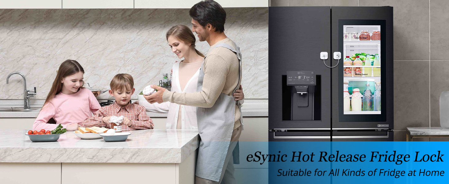 eSynic Fridge Lock 2 Pack Strong Adhesive Fridge Child Safety Lock Chest Fridge Freezer Lock