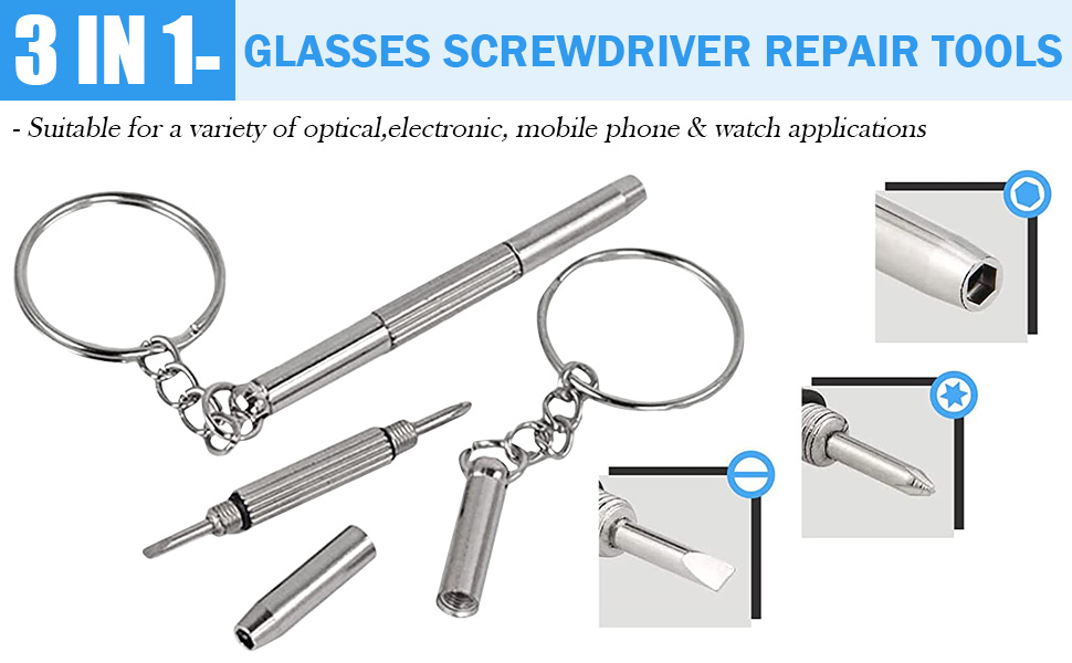 Glasses Repair Tool Set 2 Packs Mini Hand Glasses Screwdrivers 3in1
