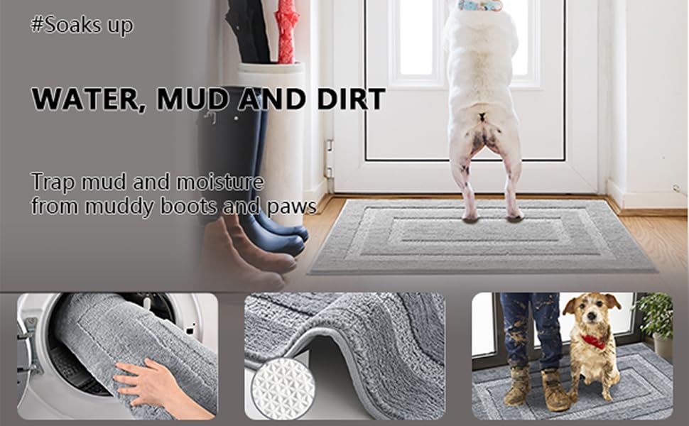 Ompaa Indoor Door Mat, Dog Rugs for Muddy Paws, Mud Mats