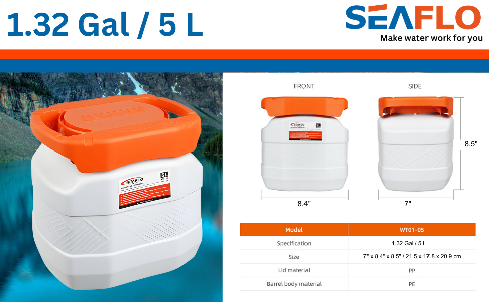SEAFLO Waterproof Storage Bins with Lid for Marine, RV, Storage, Kayak, Camping