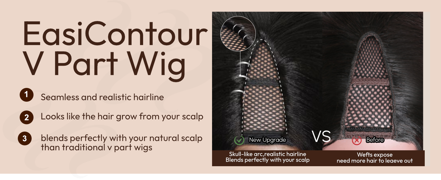 unice easicontour yaki straight v part wigs human hair for women real glueless wigs free part