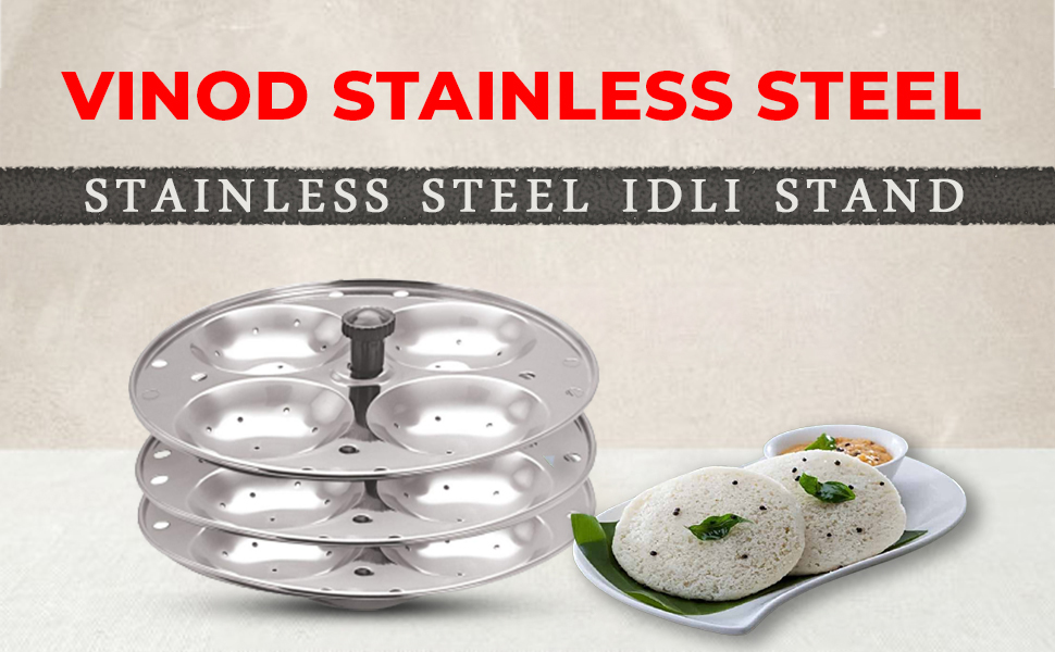 Vinod Stainless Steel 3 Tier Idli Stand, Idli Maker, Soft Idli Maker