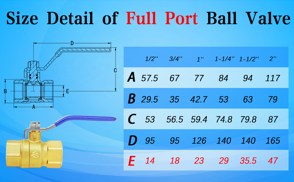 Full Port Brass Ball Valve Kit, 2pcs Heavy Duty 1/2'' NPT Full Bore Ball Valves with
