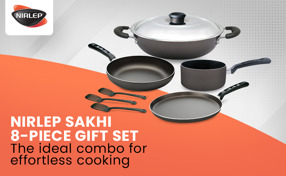 Buy NIRLEP Sakhi 8 Pieces Cookware Set Non Stick Tawa, Non Stick