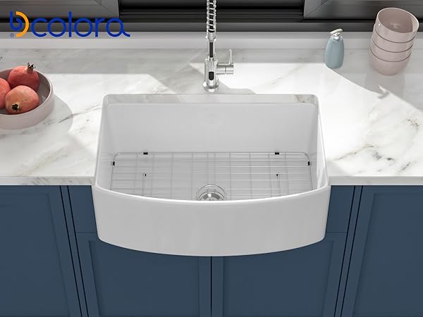 食器 primrose Dcolora 33 Inch White Farmhouse Sink Workstation Ceramic