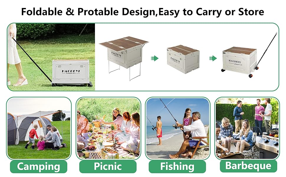 【2024 UPGRADED】Camping Box with Table Foldable Storage