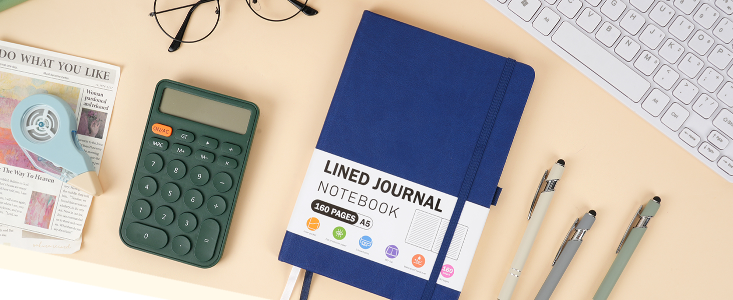 EOOUT Lined Journal Notebook for Women Men, 5.7'' X 8.3