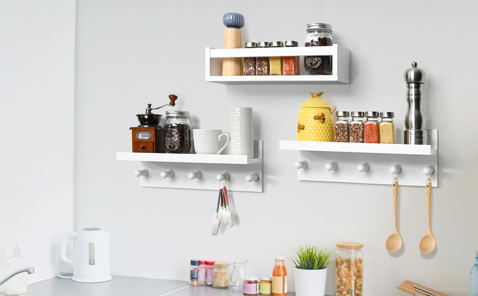 Ollieroo Set of Four Floating Book Shelves for Wall