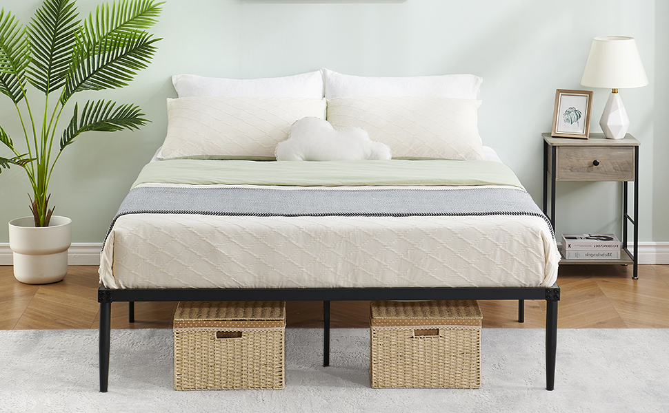 GAOMON 14 Inch High Bed Frame Queen Size Heavy Duty Metal