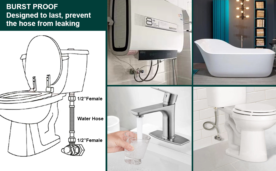 Toilet Water Supply Connector Line Premium Stainless Steel Braided
