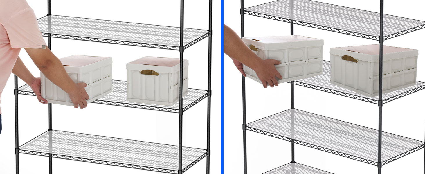 6000lbs Capacity Black 5 Tier NSF Metal Shelf Wire Shelving