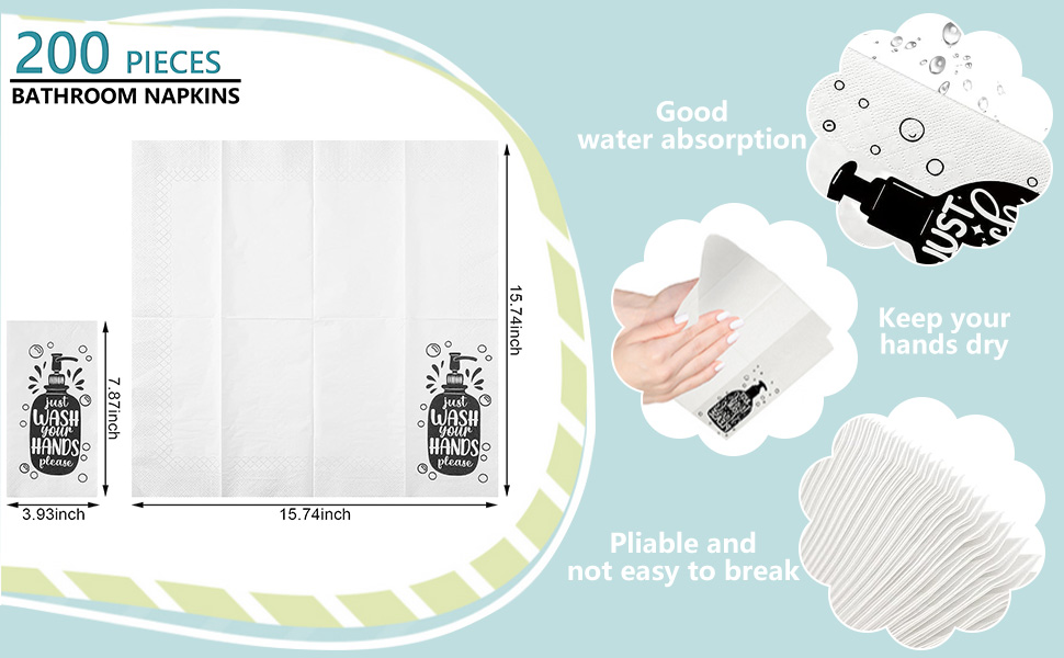 Just Wash Your Hands Please Dinner Bathroom Napkins for Powder Room Wedding Holiday