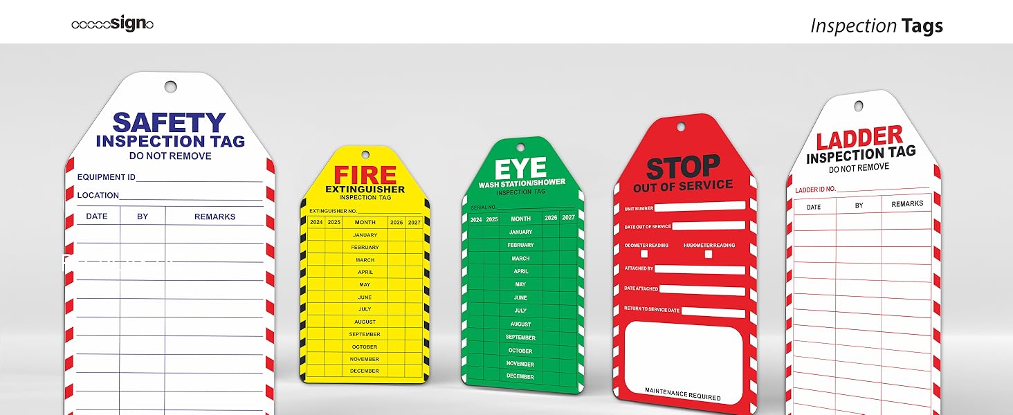 Fire Extinguisher Inspection Tags 25 Pack, 20242027 Yearly
