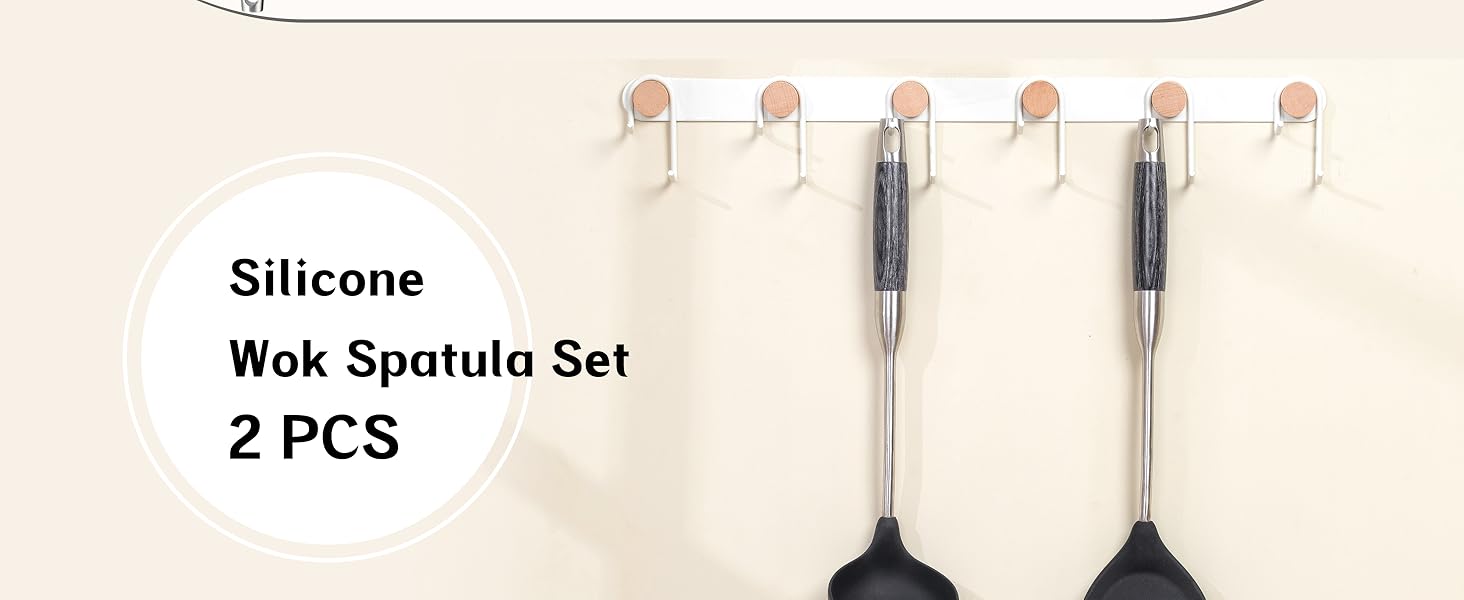 FJNATINH Silicone Wok Spatula and Ladle Tool Set