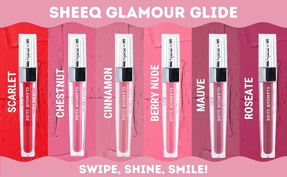 Sheeq Beauty, Lipstick, Lipgloss, Eyeliner, Mascara, Kajal, Matt, smooth, facewash, Glamour Glide