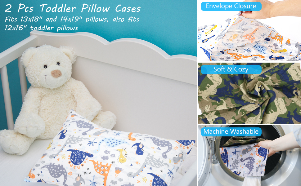 SUSSURRO 2 Pack Baby Toddler Pillowcase, 100 Cotton Small Pillows for