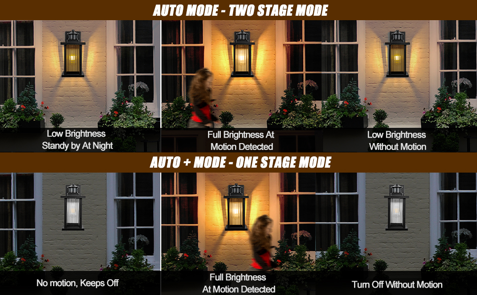 Worthyworld Porch Lights Outdoor Motion Sensor 2 Packs, Black Dawn to Dusk Outdoor Wall Light