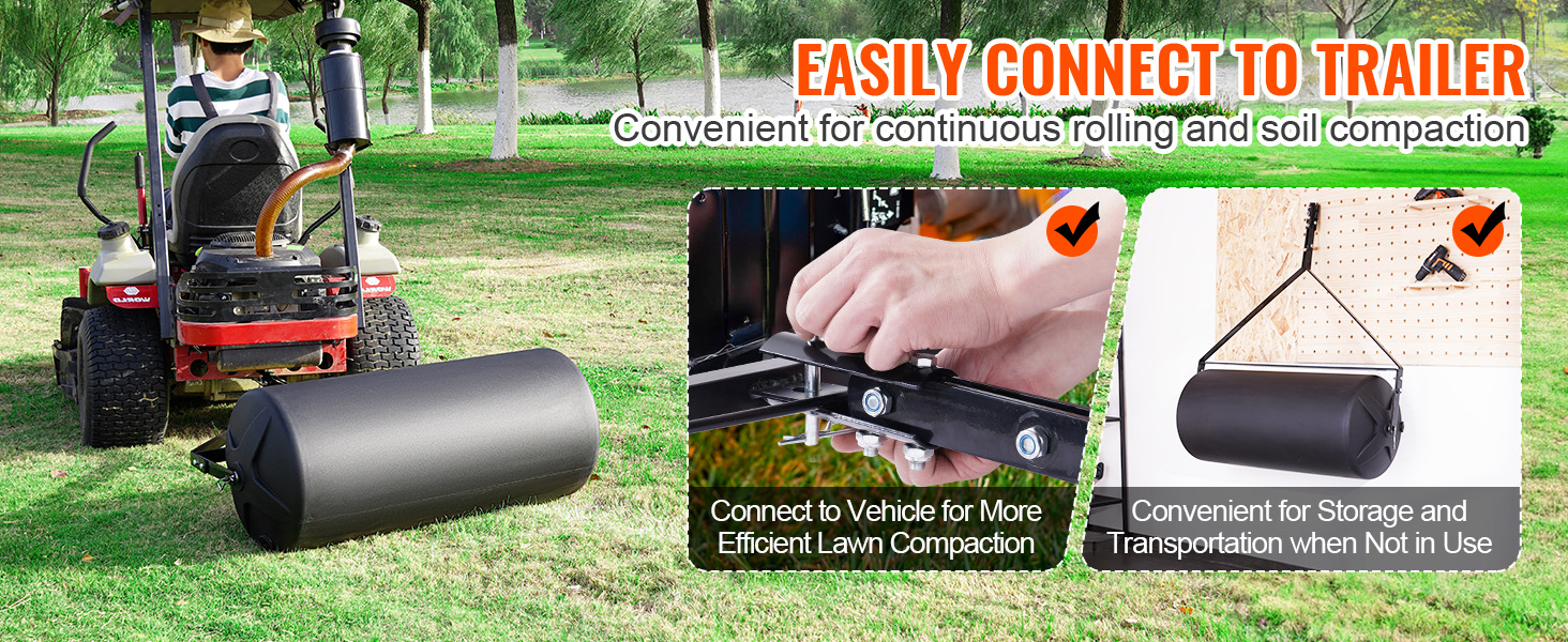 VEVOR Tow Behind Lawn Roller, 400lbs Sand/Water Filled Yard Roller