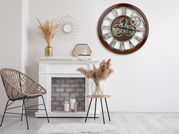 Amazon.com: The B-Style Large Wall Clock 24 inch Moving Gear